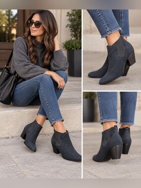 Sixty‎ Seven 67 Anthropologie
Charcoal Gray Black Leather Ankle
Bootie 7.5